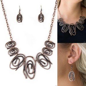 My Cave Is Your Cave Copper Necklace Earrings Set